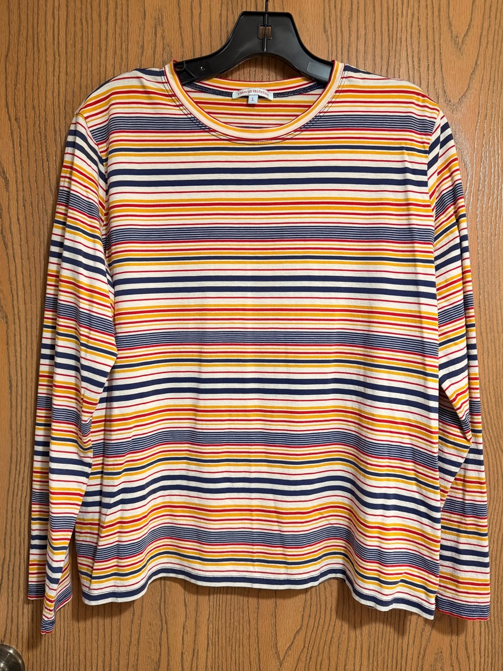 Frances Valentine Tee in Multicolor Stripes & Long Sleeves - Navy, Red & Yellow